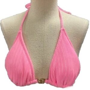 WILD FABLE Gold Tone Butterfly Pink Chiffon Bikini Top Womens XL 16